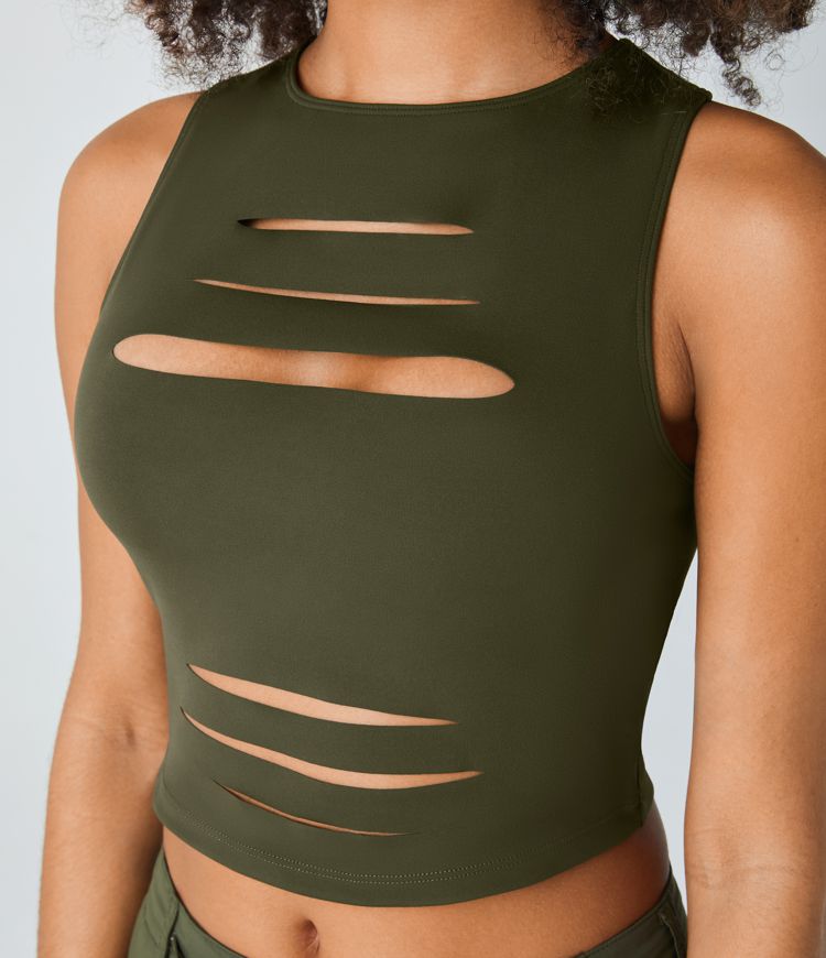 Backless Ripped Crop Tank