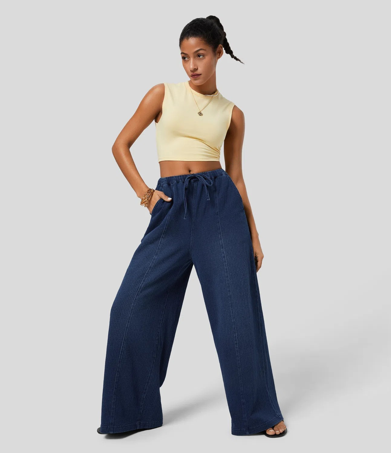 Faded Drawstring Jeans