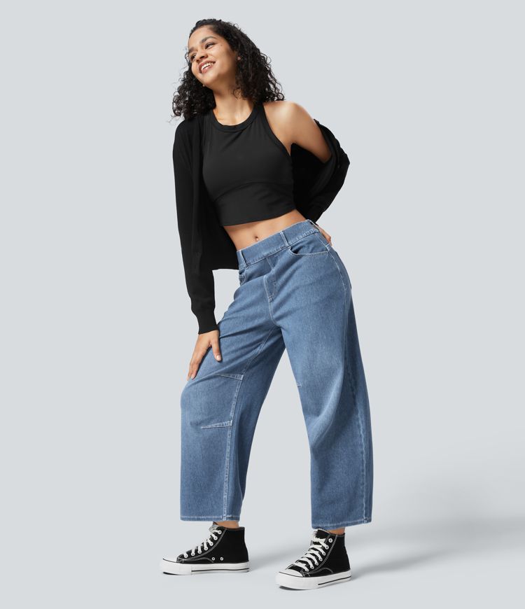 Barrel Leg Stretch Jeans