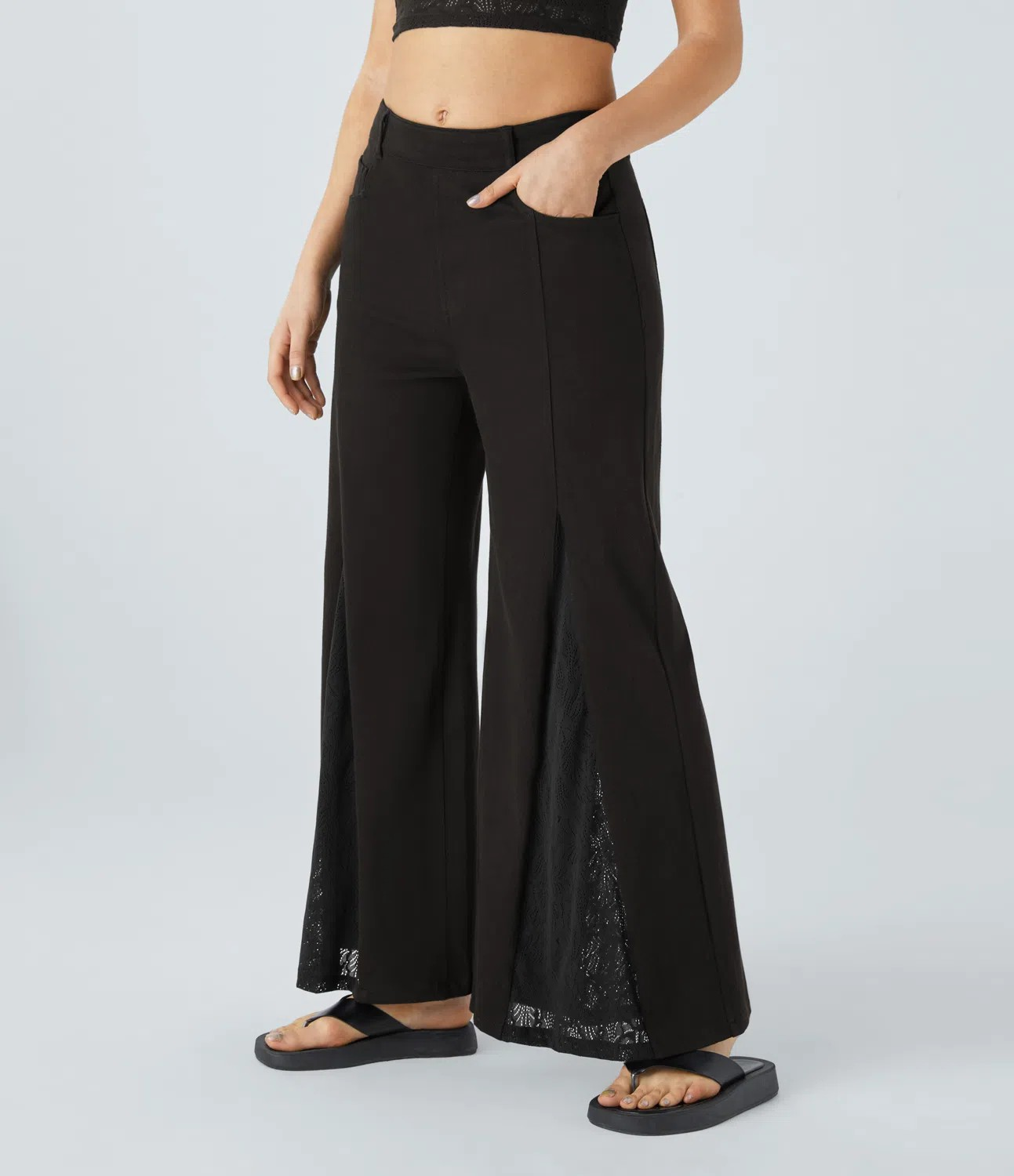 Lace-Wide Leg Jeans