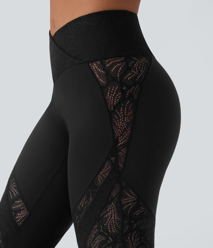 Lace Cross Flare Yoga Leggings
