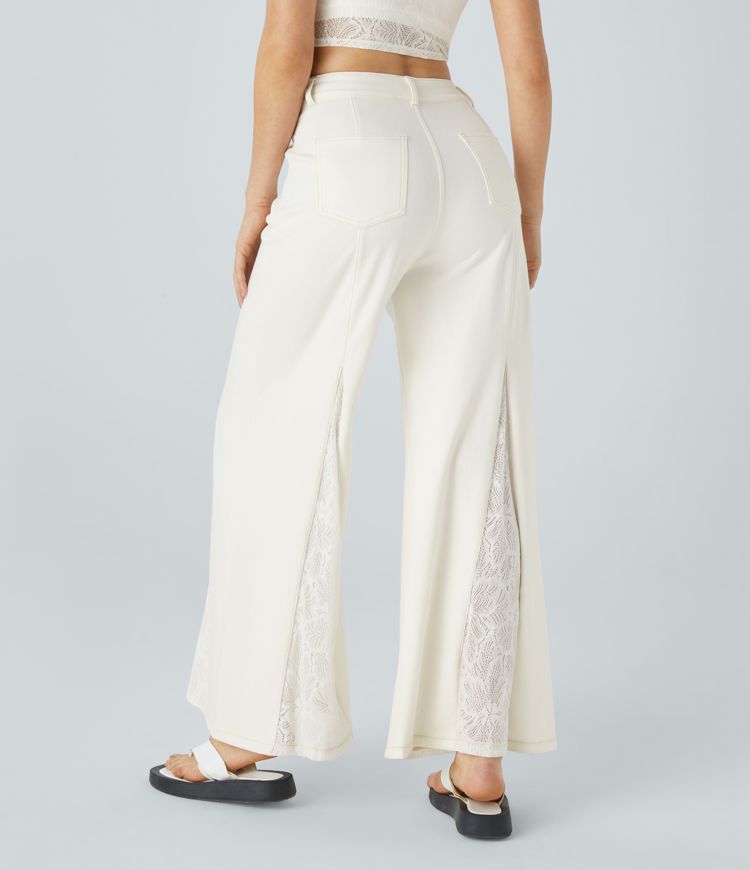 Lace-Wide Leg Jeans