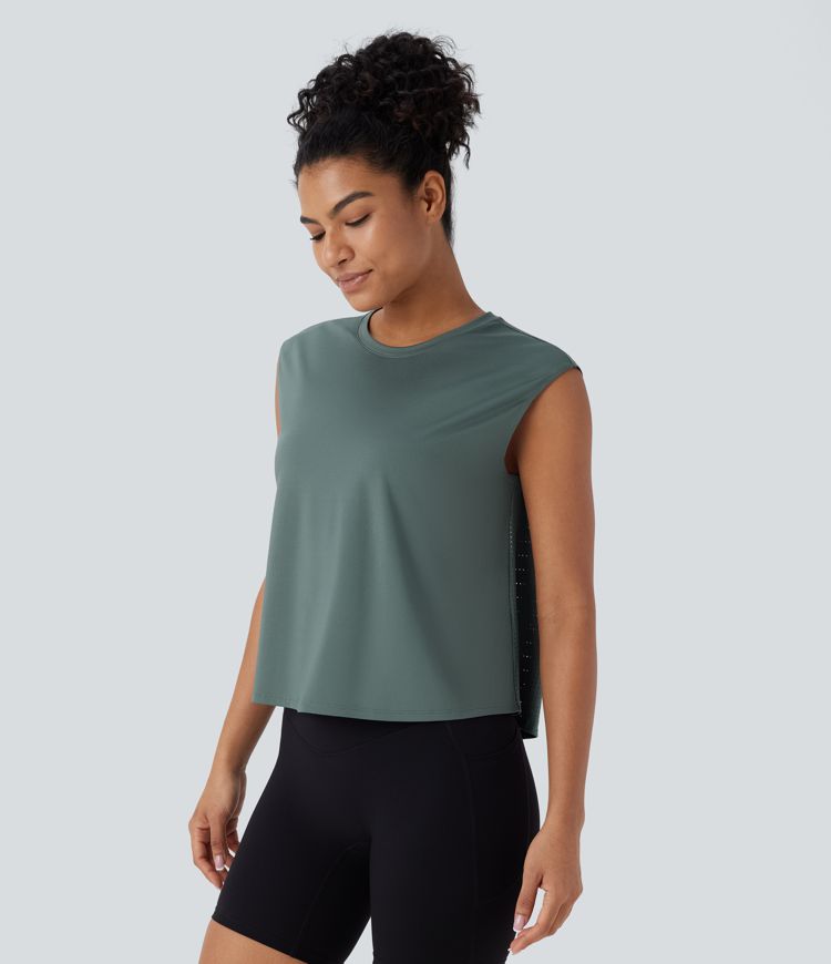 Mesh Contrast Running Tank