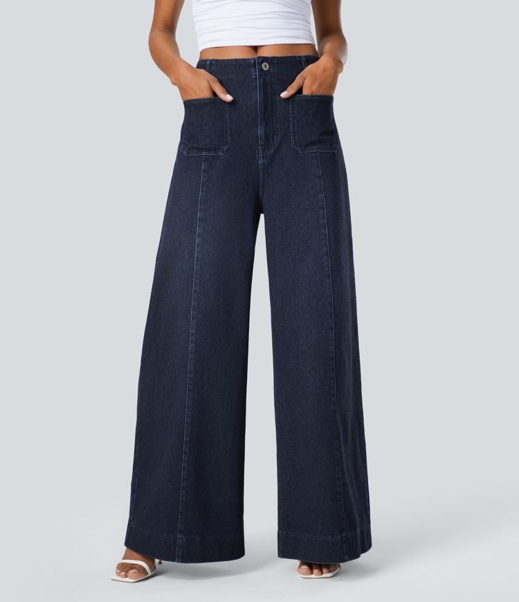 Wide-Leg Stretch Jeans