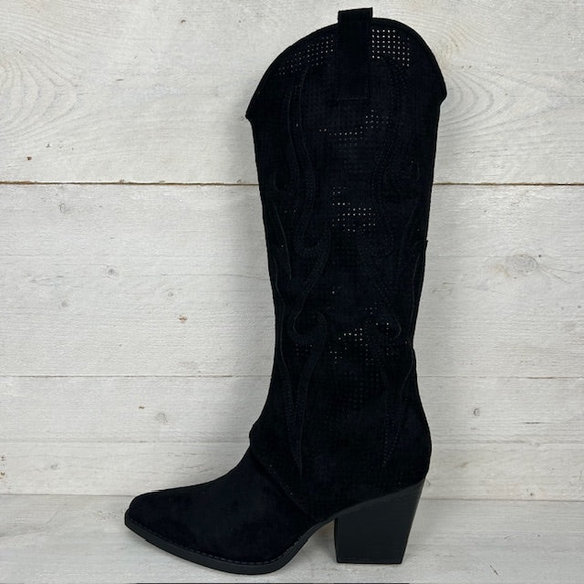 Black Suede Cowboy Boots