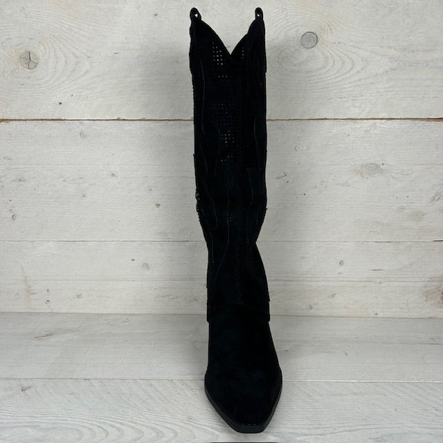 Black Suede Cowboy Boots