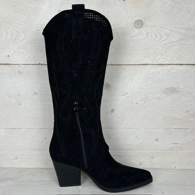Black Suede Cowboy Boots