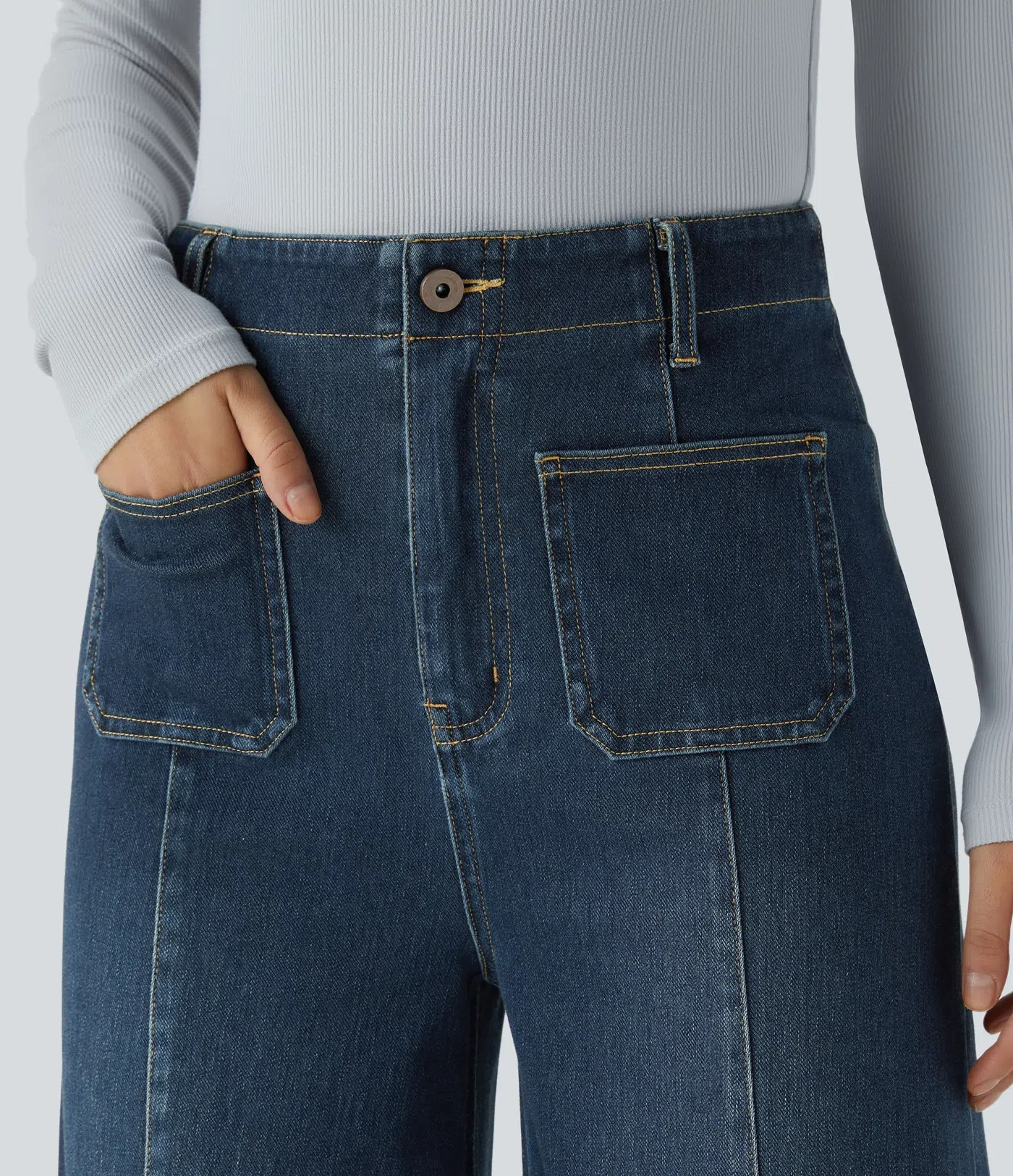 Wide-Leg Stretch Jeans