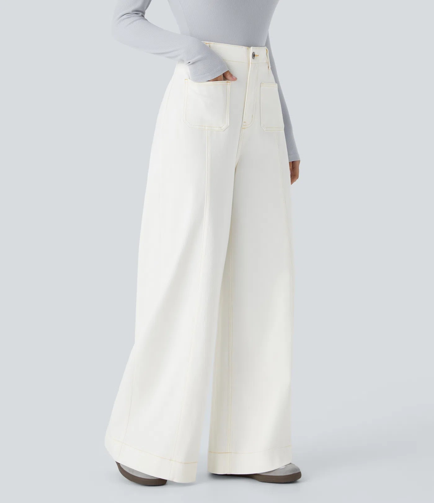 Wide-Leg Stretch Jeans