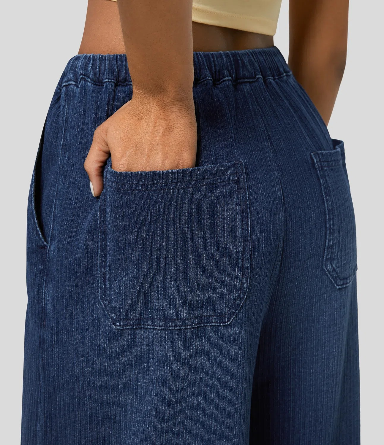 Faded Drawstring Jeans