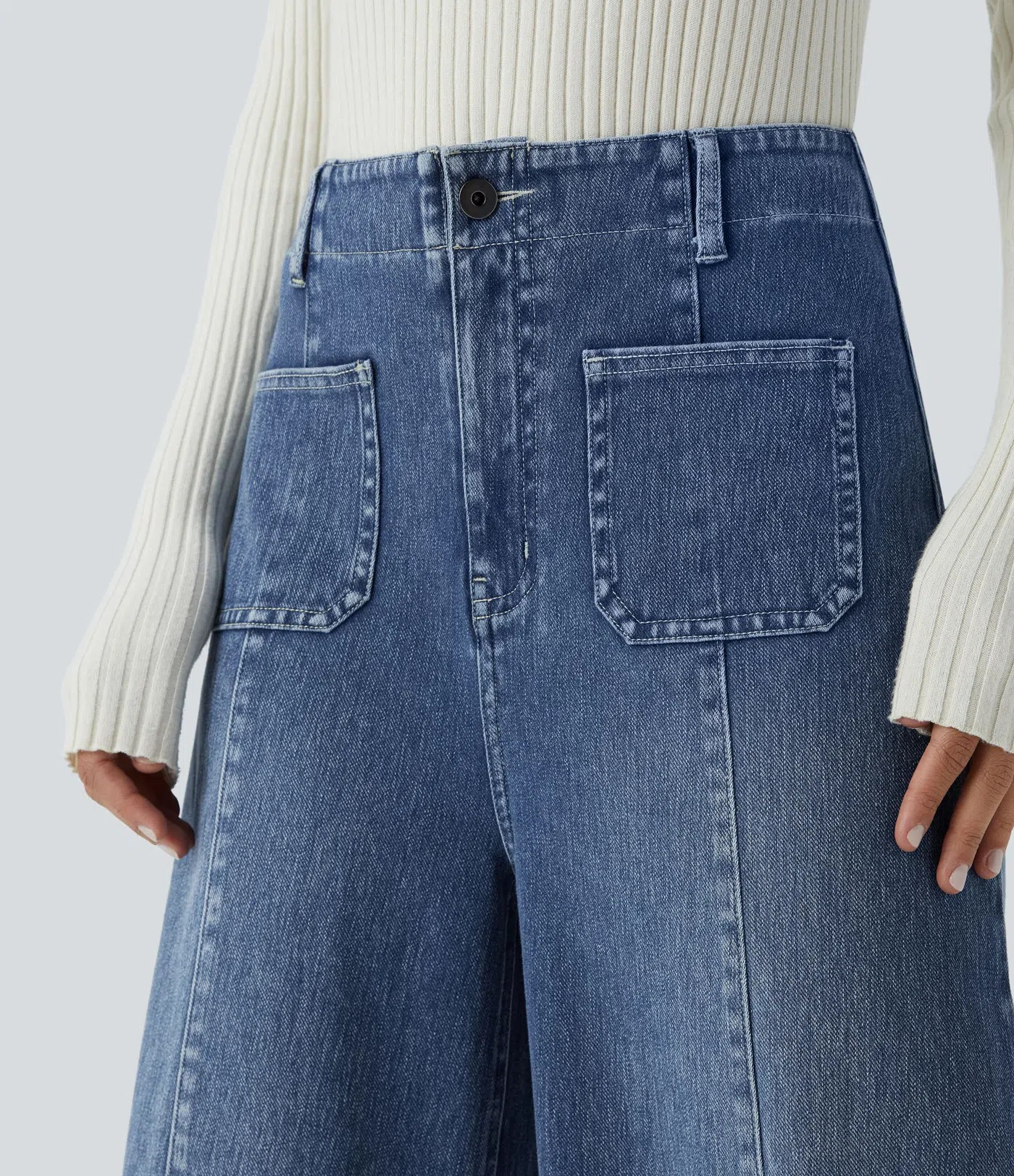 Wide-Leg Stretch Jeans