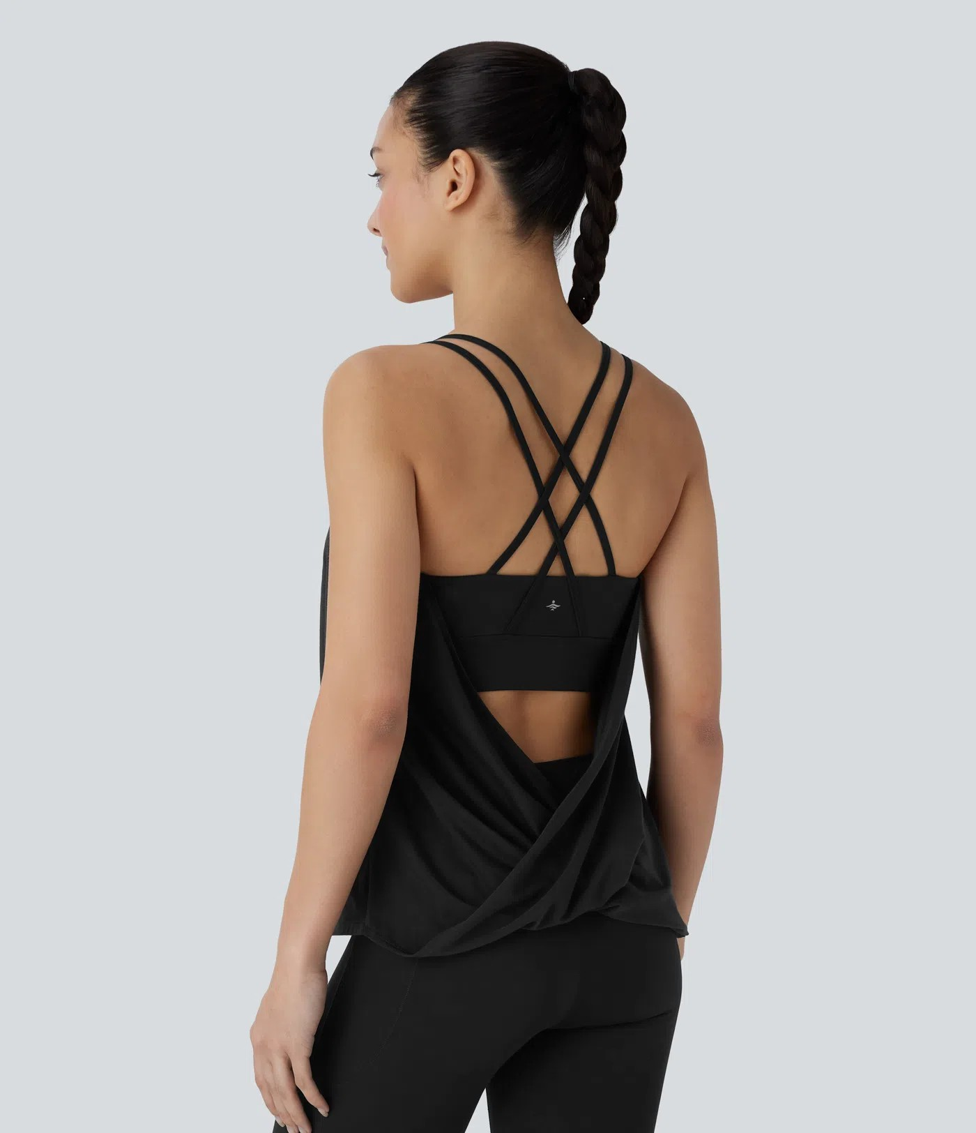 Backless Pleated Cross-Back Tank