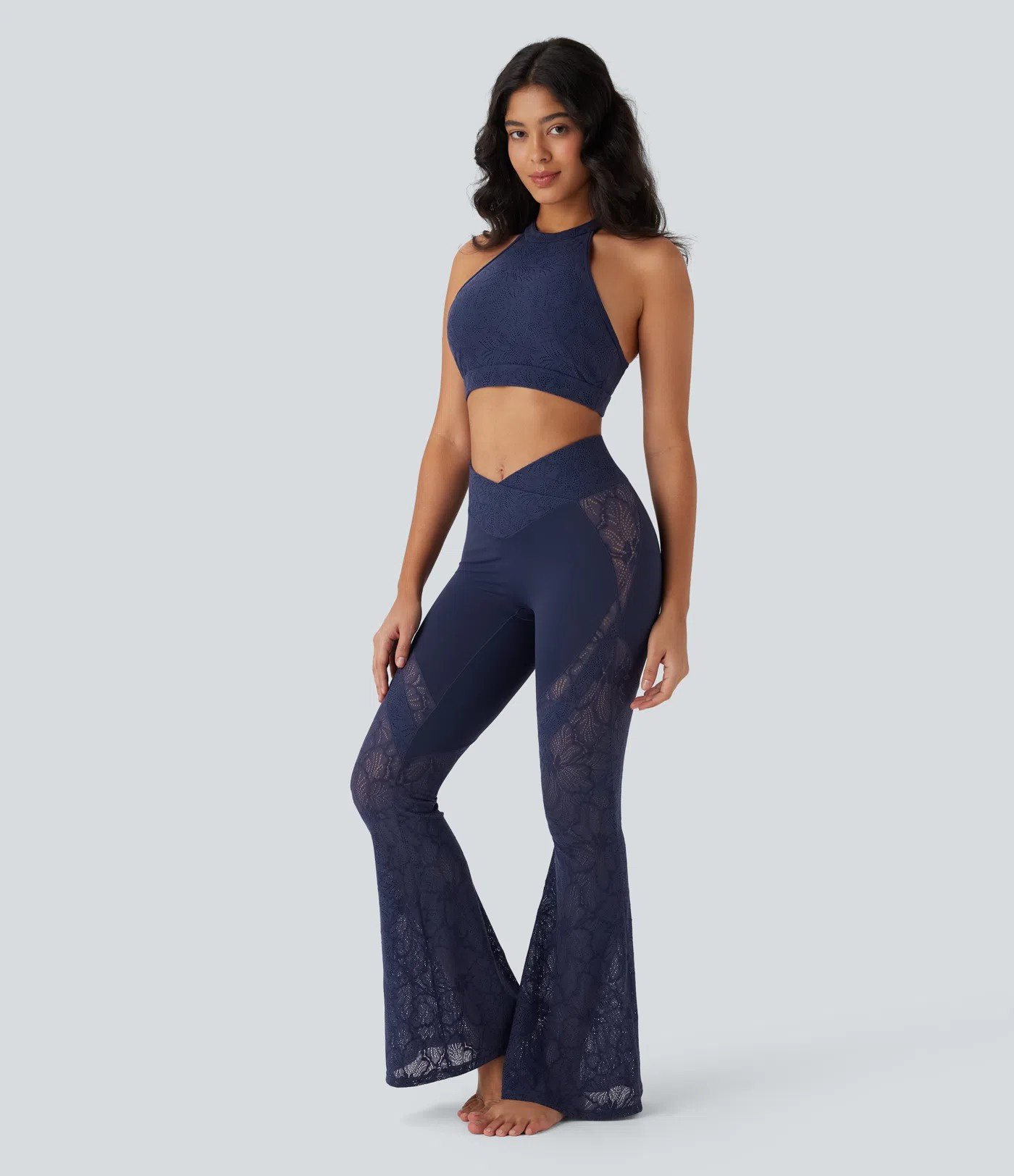 Lace Cross Flare Yoga Leggings
