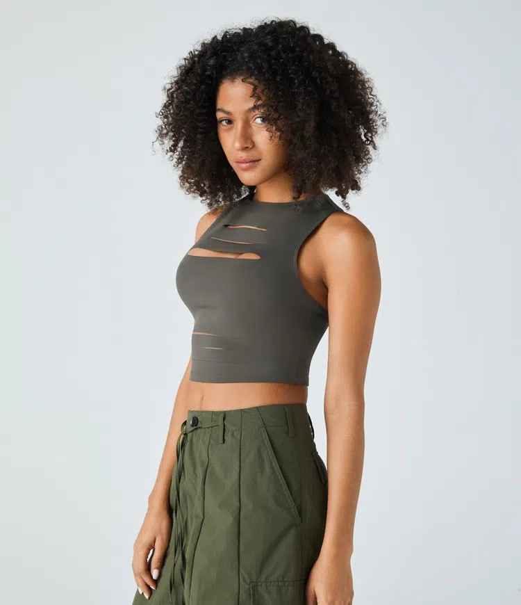 Backless Ripped Crop Tank