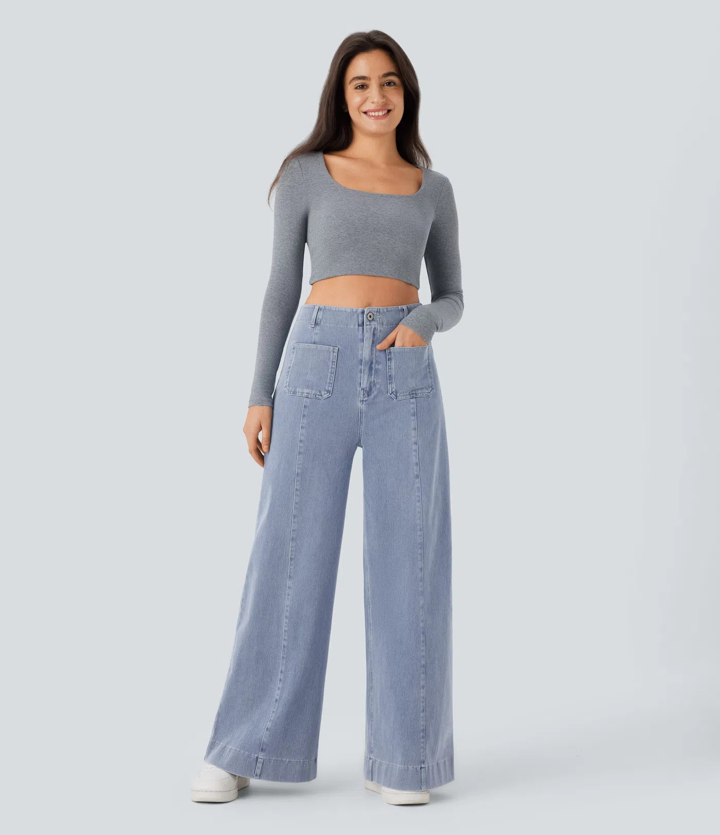 Wide-Leg Stretch Jeans