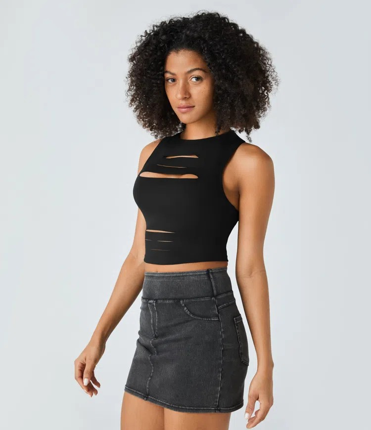 Backless Ripped Crop Tank