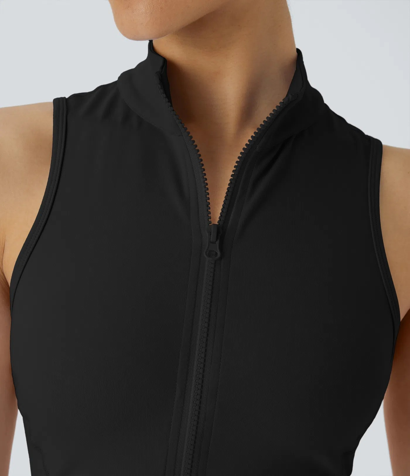 Zip Mock Neck Crop Tank