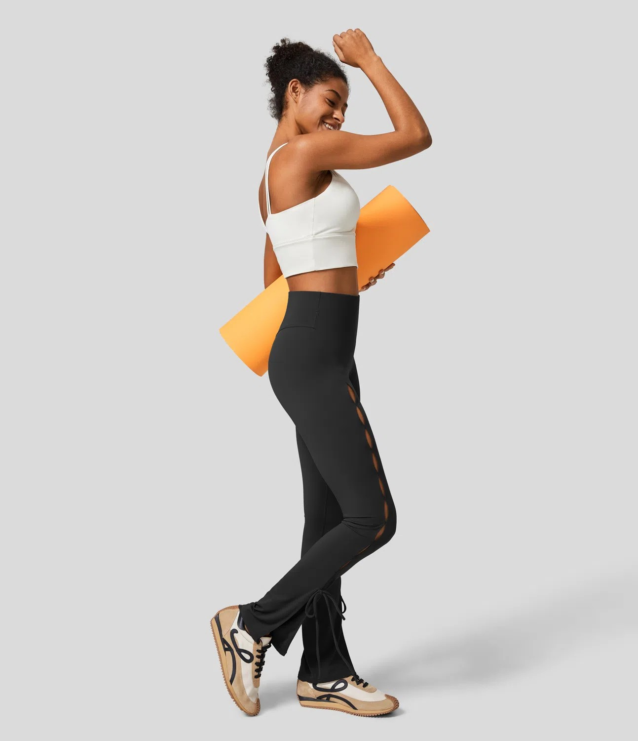 Cut-Out Split Yoga Leggings