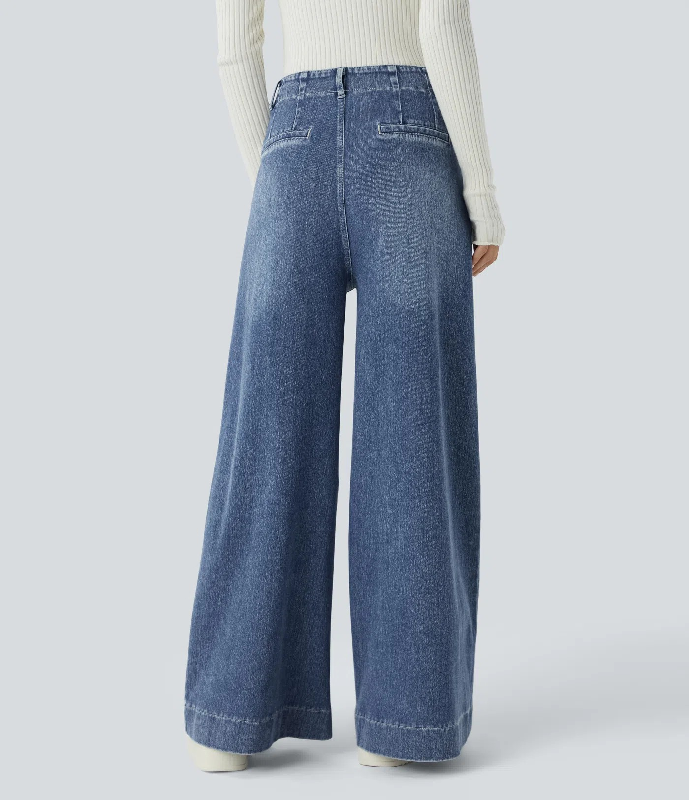 Wide-Leg Stretch Jeans