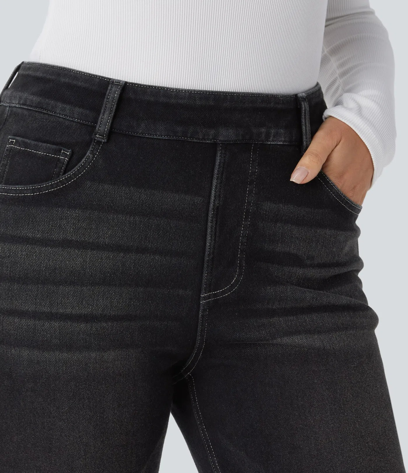 High-Waisted Thermal Jeans
