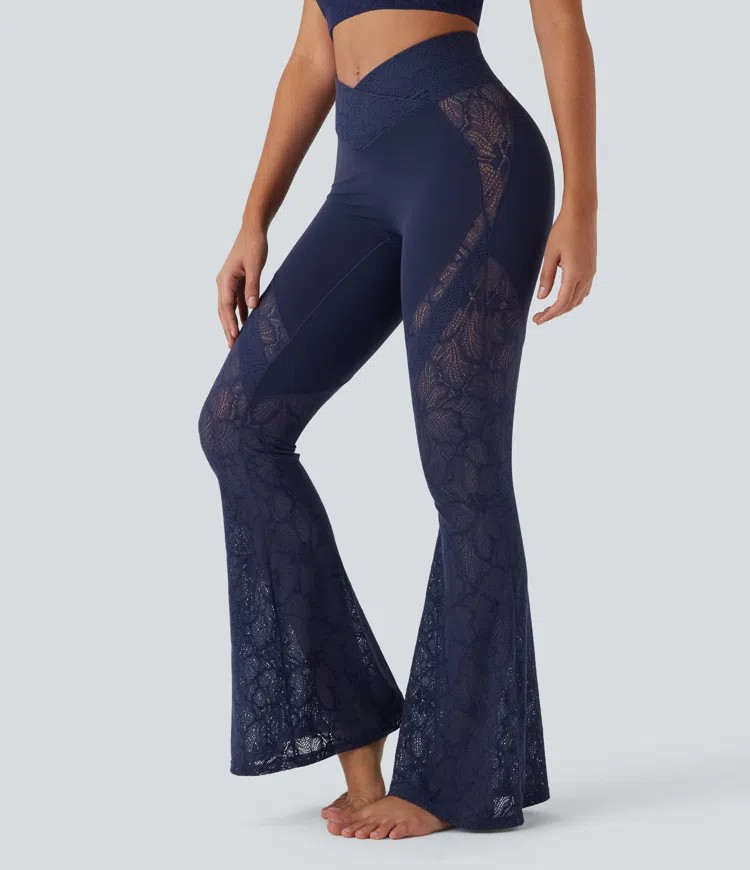 Lace Cross Flare Yoga Leggings