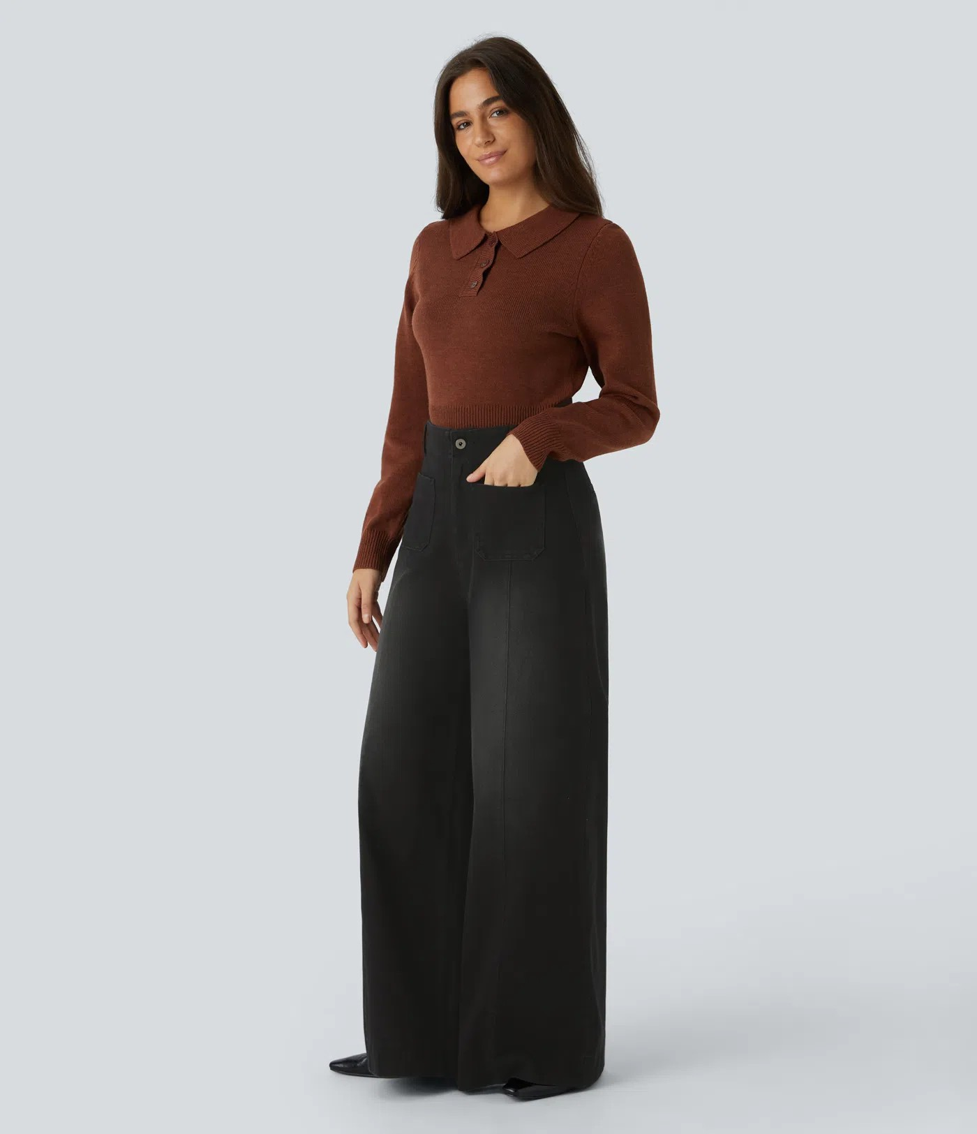 Wide-Leg Stretch Jeans