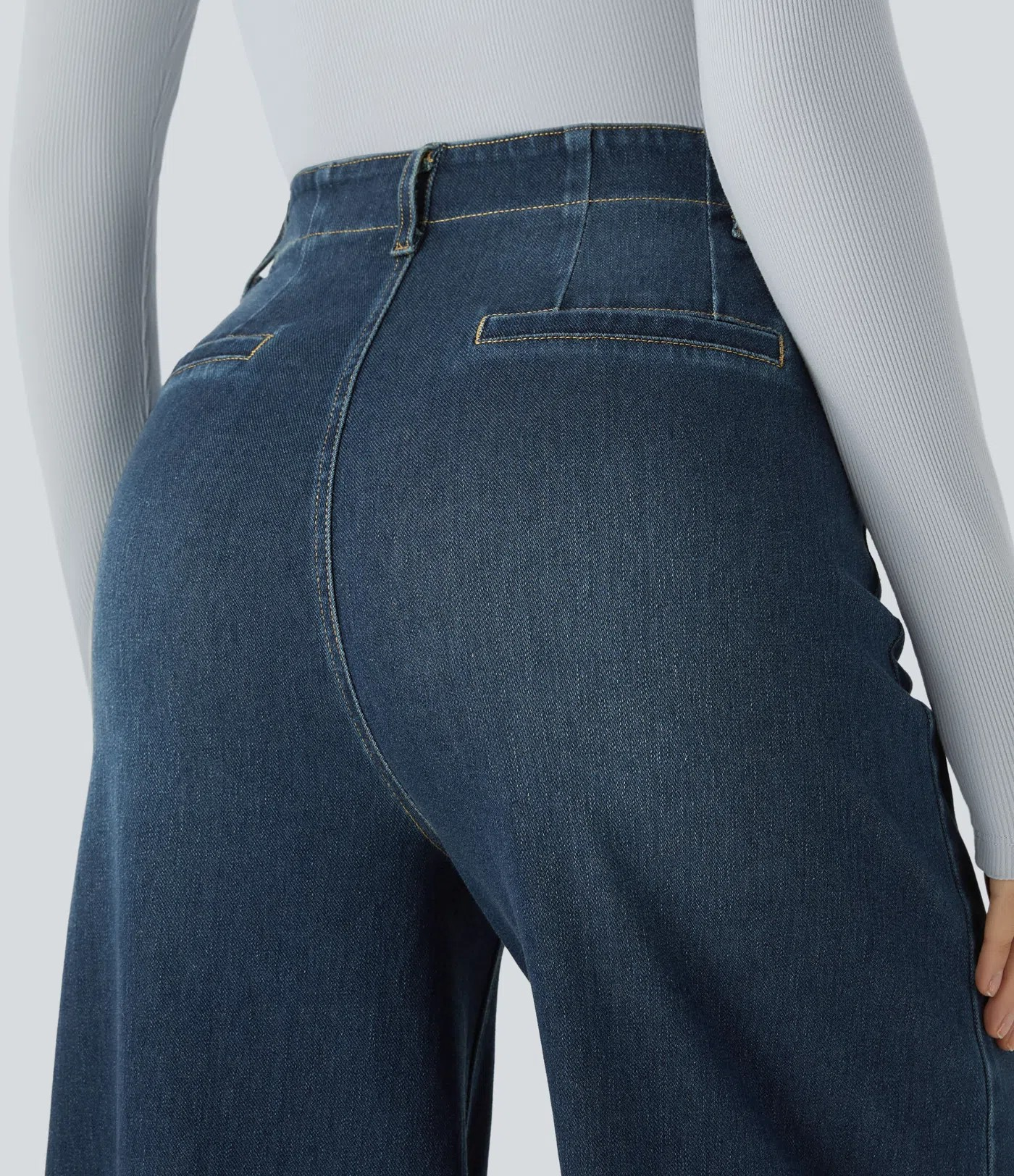 Wide-Leg Stretch Jeans