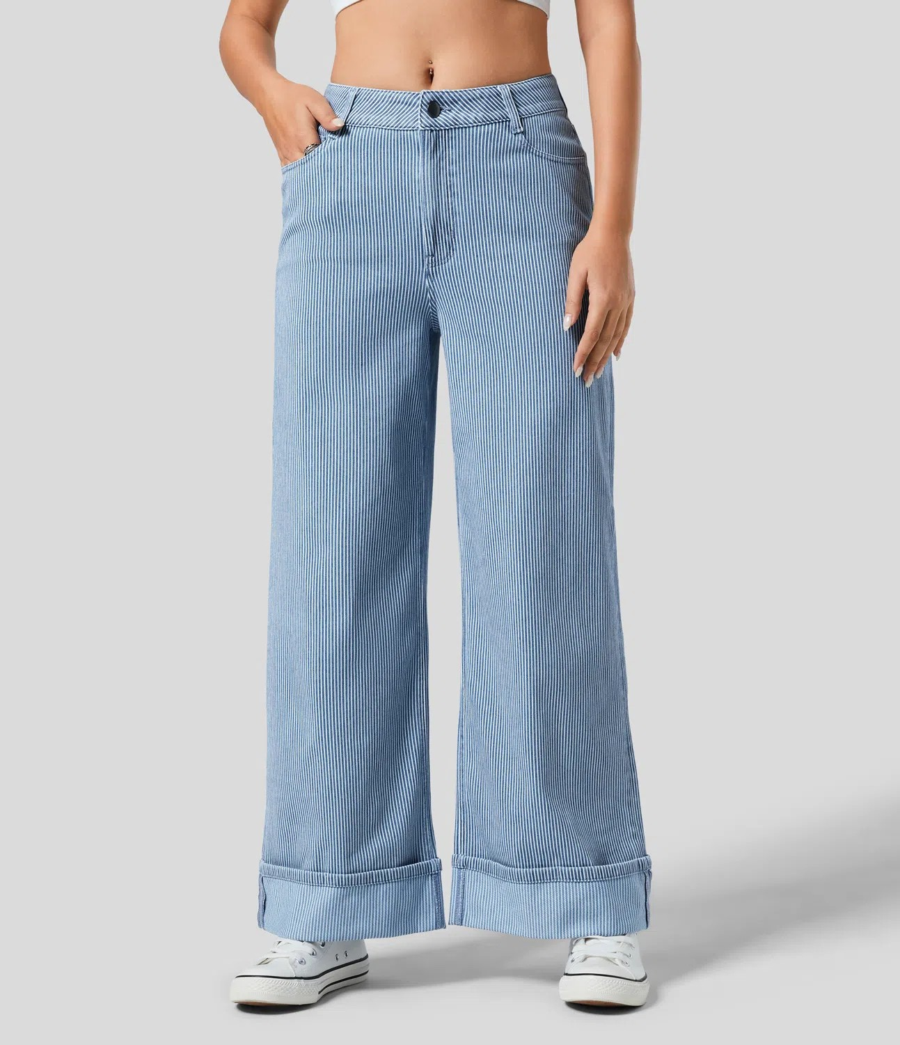 Rolled Hem Baggy Jeans