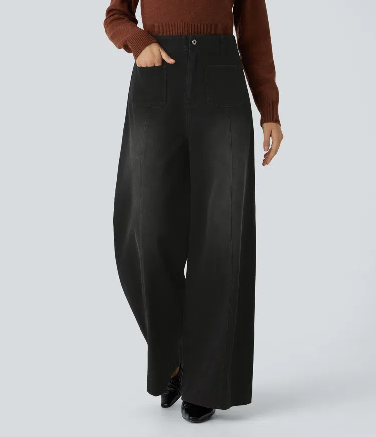 Wide-Leg Stretch Jeans