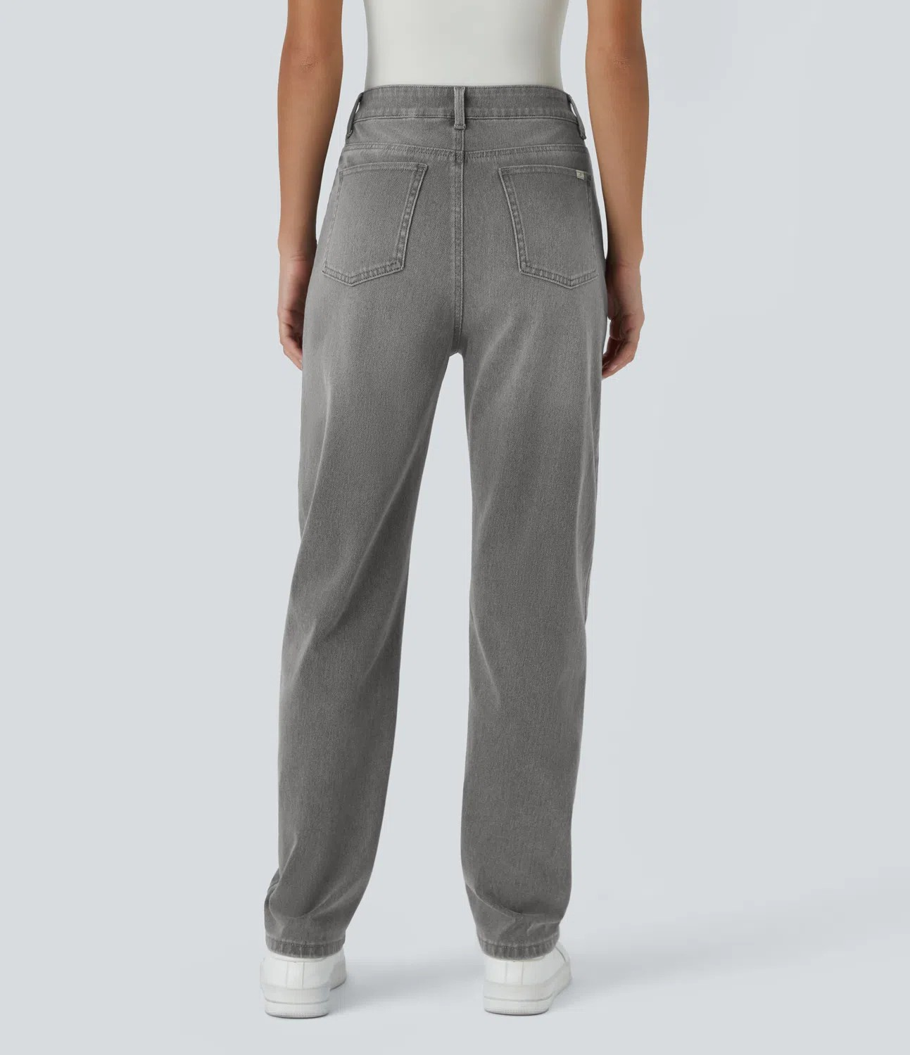 High-Waisted Button Jeans