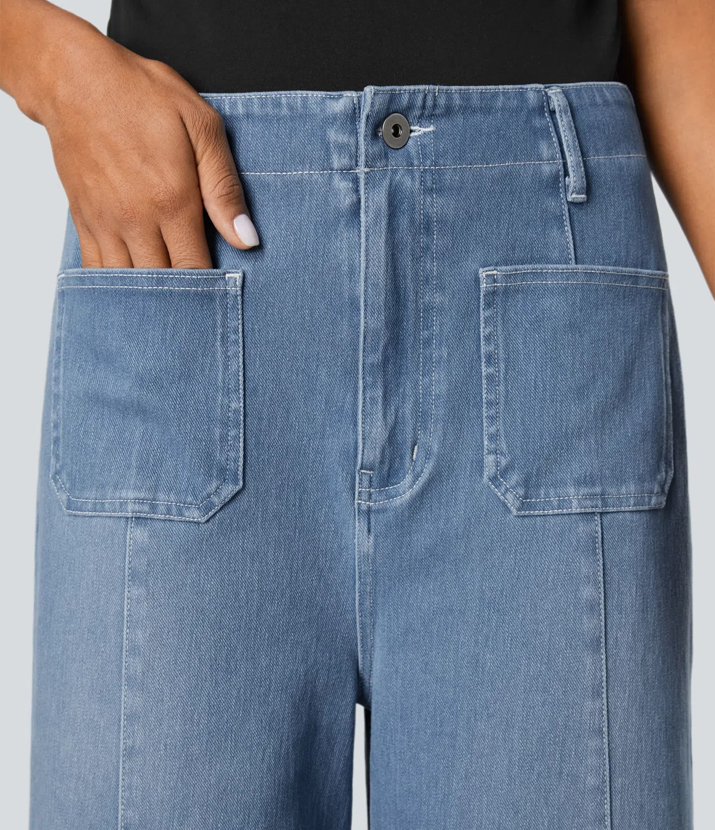 Wide-Leg Stretch Jeans